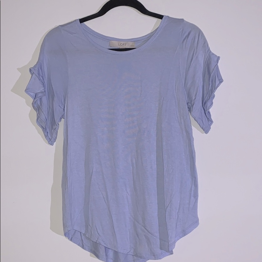 Light Blue T-Shirt with Ruffle Sleeve